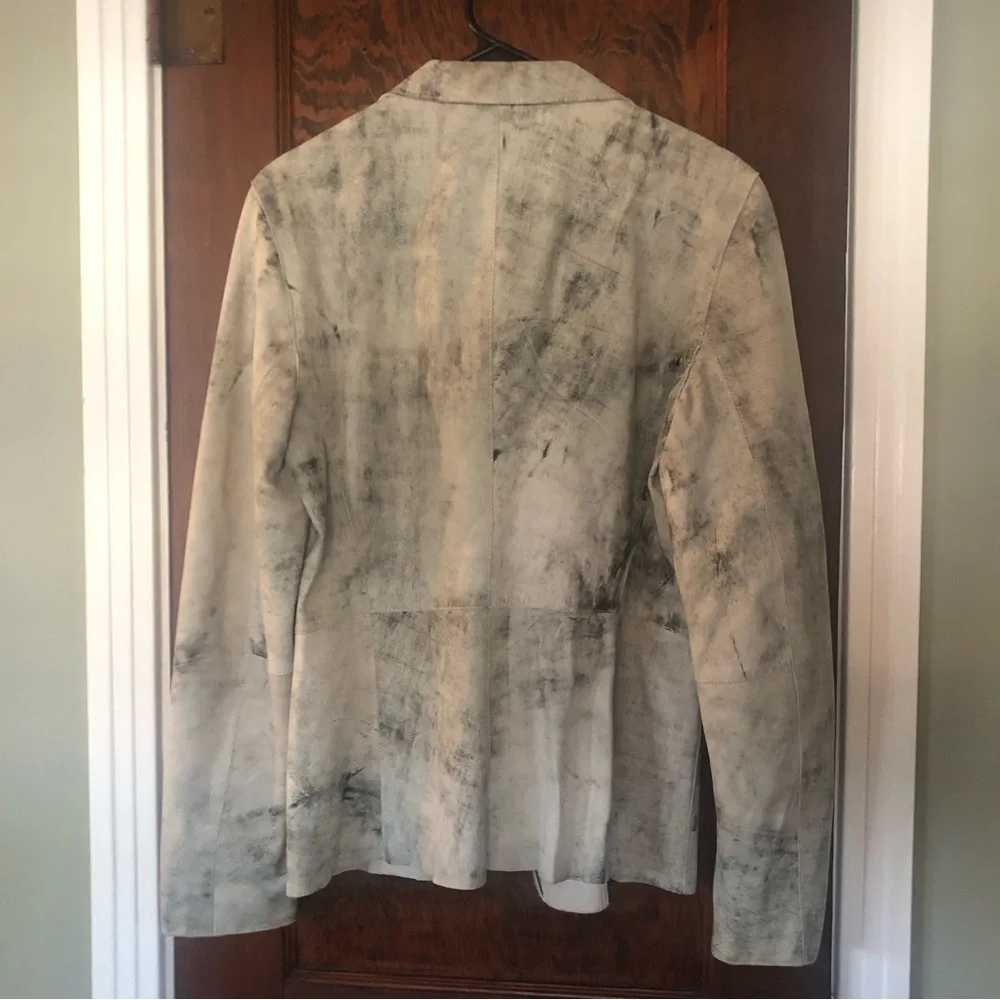 Vintage Distressed Grey Leather Blazer Sample One of a Kind sz S - Picture 7 of 7